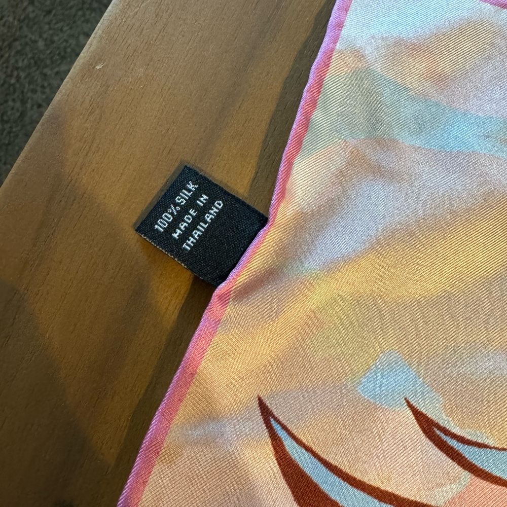 Jim Thompson Pink Multicolor 100% Silk Scarf - Picture 4 of 4